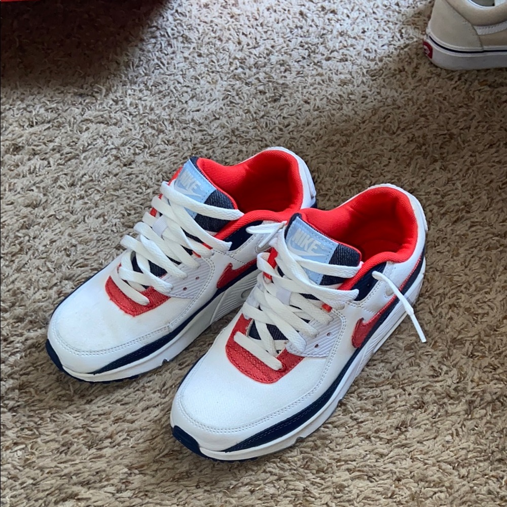 Nike White and Red and blue air max 90’s